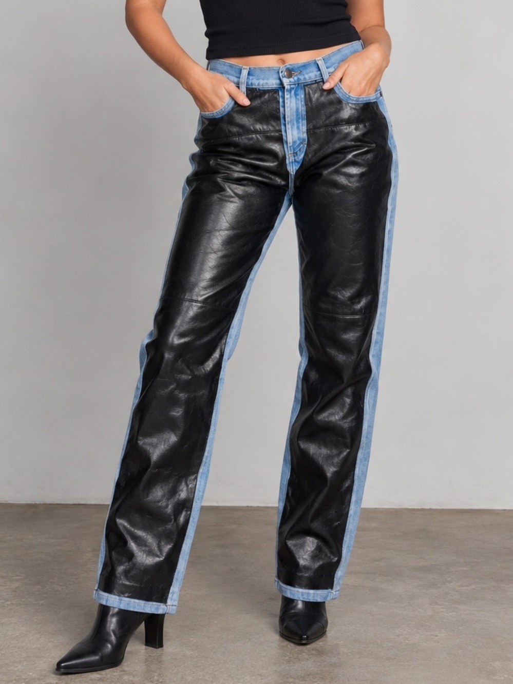 Tommy Hilfiger Y2K Black Panel Moto Jeans Straight Leg Size 10
